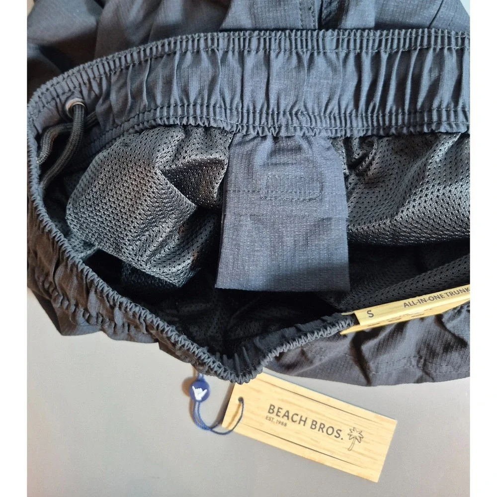 Beach Bros Mens All In One Swim Trunks Black Drawstring Small NEW NWT